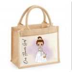 Flower Girl Character - White/Silver Jute Bag  (Multiple Options) D1