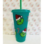 Grinch Faces & Candy Canes Cold Cup - Can be personalised. 