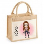 Gym Character with dumbbell Jute Bag  (Multiple Colour  Options) D2