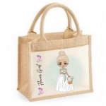 Flower Girl Character - White/Mint Jute Bag  (Multiple Options) D1