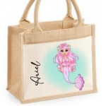 Pink Mermaid Character Jute Bag  (Multiple Colour Options) 