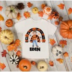 Boys Halloween Scary Pumpkin Rainbow Tshirt