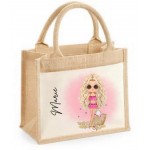 Pink Floral Bikini Character Jute Bag  (Multiple Colour  Options) D2