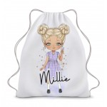 School Summer Dress Character Drawstring Bag (Colour Options)