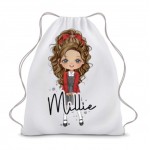 School Girl Character Linen Drawstring Bag - (Colour Options)