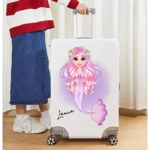 Personalised Luggage Cover - Pink Mermaid 