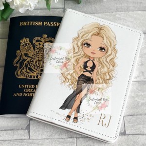 Personalised Passport Cover - Black Bikini & Sarong 
