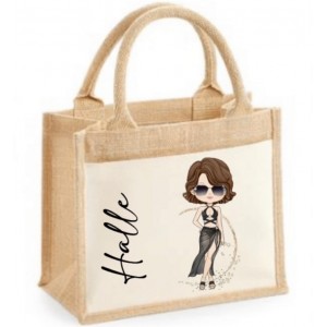 Halle - Black Bikini Character Jute Bag  (Multiple Colour  Options) D2