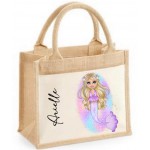 Lilac Mermaid Character Jute Bag  (Multiple Colour Options) 