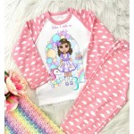 Personalised Birthday Pjs - Girl Character with Unicorn theme (Options)