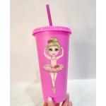 Personalised Pink Ballerina  Character Cold Cups - (Options)
