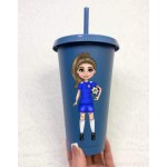 Personalised Girl Footballer Character Cold Cups - (Options)