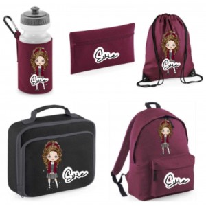 Back To School Mega Bundle Burgandy/Maroon Girl Characters - Character & Colour Options Available