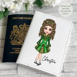 Personalised Passport Cover - Irish Dancer Green