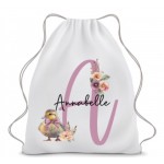 Cute Initial Duckling Drawstring Bag